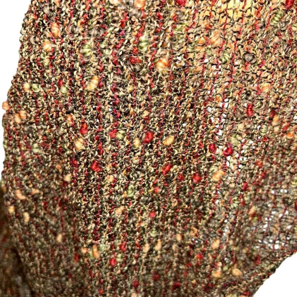 AVOCA Ireland brown khaki burgundy nobby knit STUNNING shawl scarf 20x74